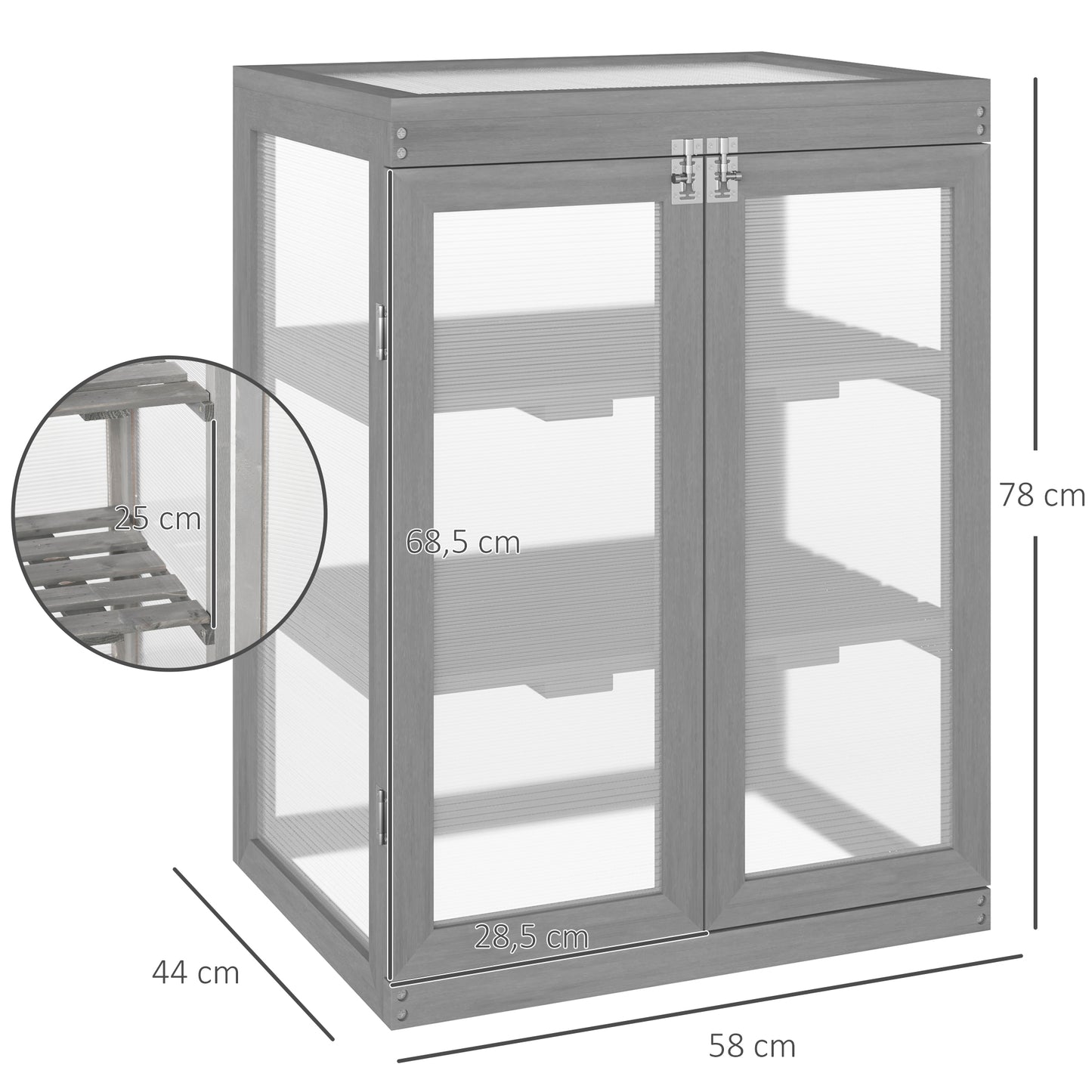 outsunny-3-tier-wood-greenhouse-garden-polycarbonate-cold-frame-grow-house-w-storage-shelf-for-plants-flowers-dark-grey