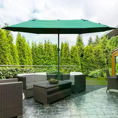 outsunny-4-6m-garden-parasol-double-sided-sun-umbrella-patio-market-shelter-canopy-shade-outdoor-dark-green