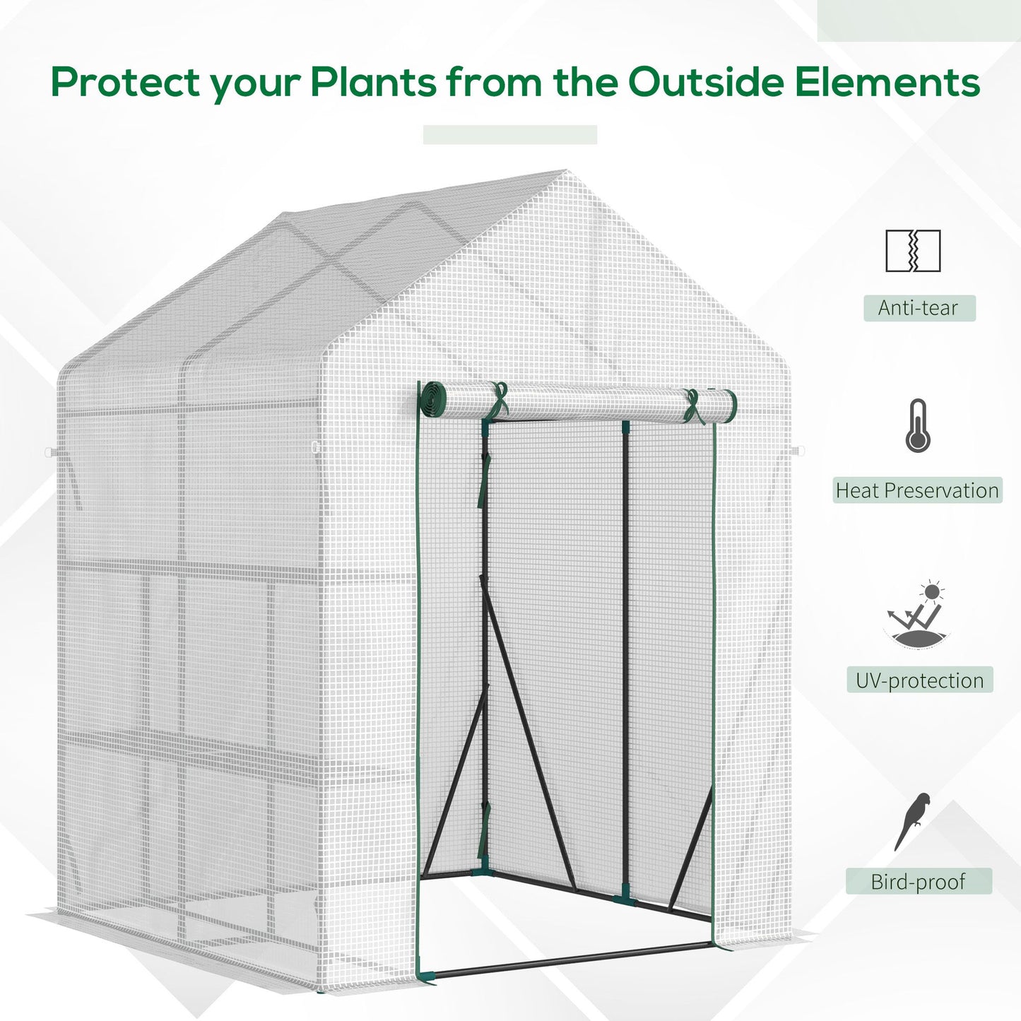 outsunny-walk-in-greenhouse-portable-gardening-plant-grow-house-with-2-tier-shelf-roll-up-zippered-door-and-pe-cover-143-x-143-x-195-cm