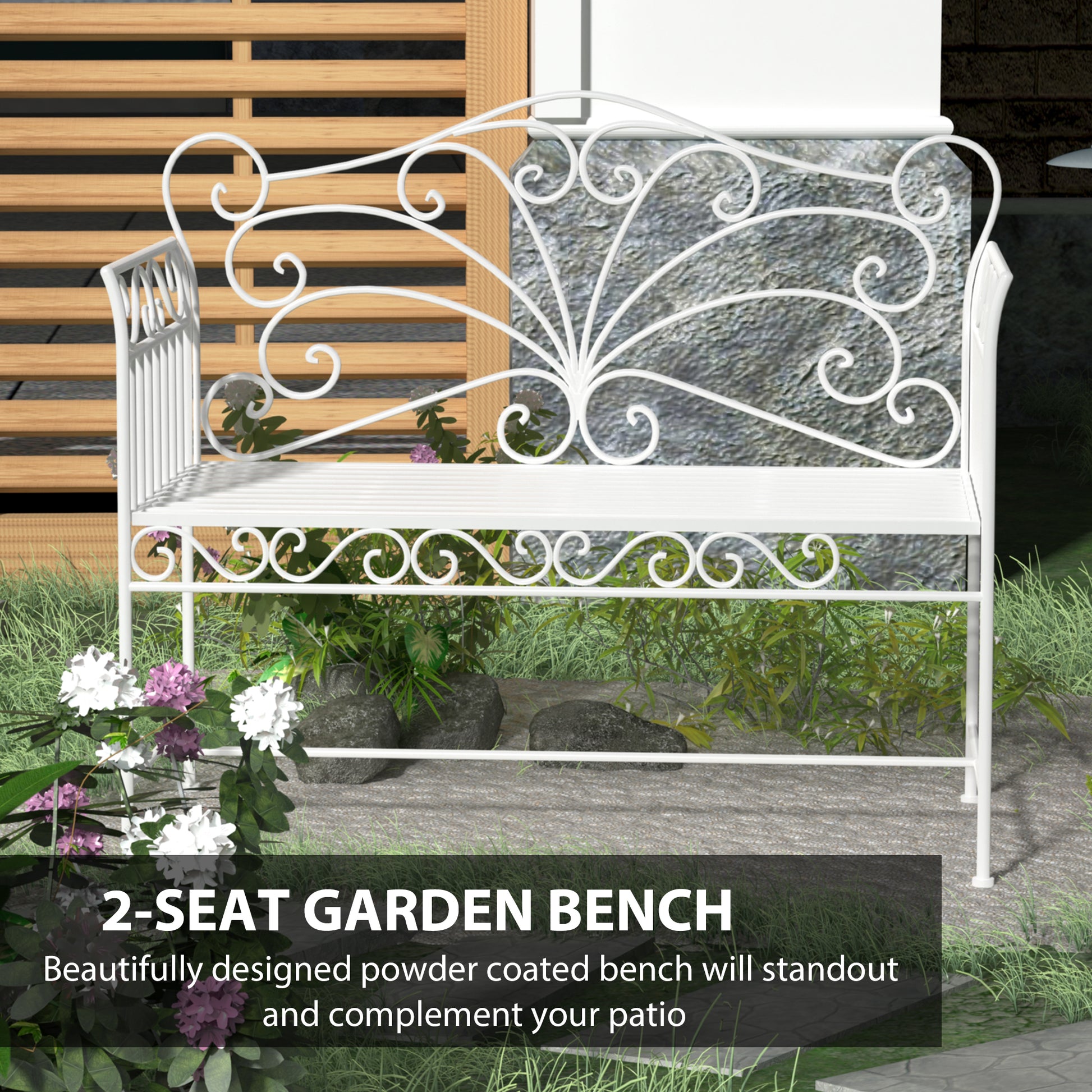 outsunny-garden-2-seater-metal-bench-park-seating-outdoor-furniture-chair-w-decorative-backrest-white