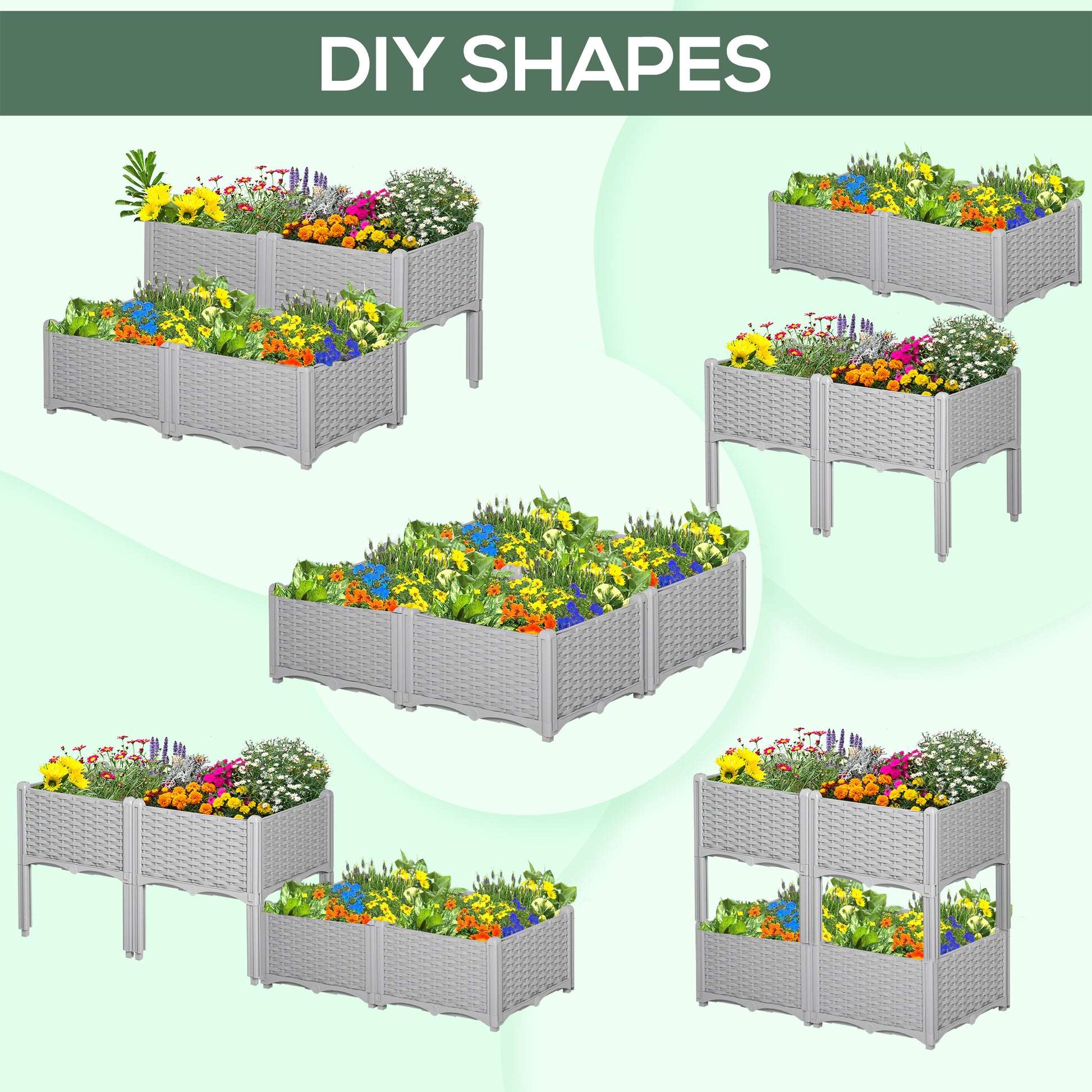 outsunny-set-of-4-garden-raised-bed-elevated-patio-flower-plant-planter-box-pp-vegetables-planting-container-grey