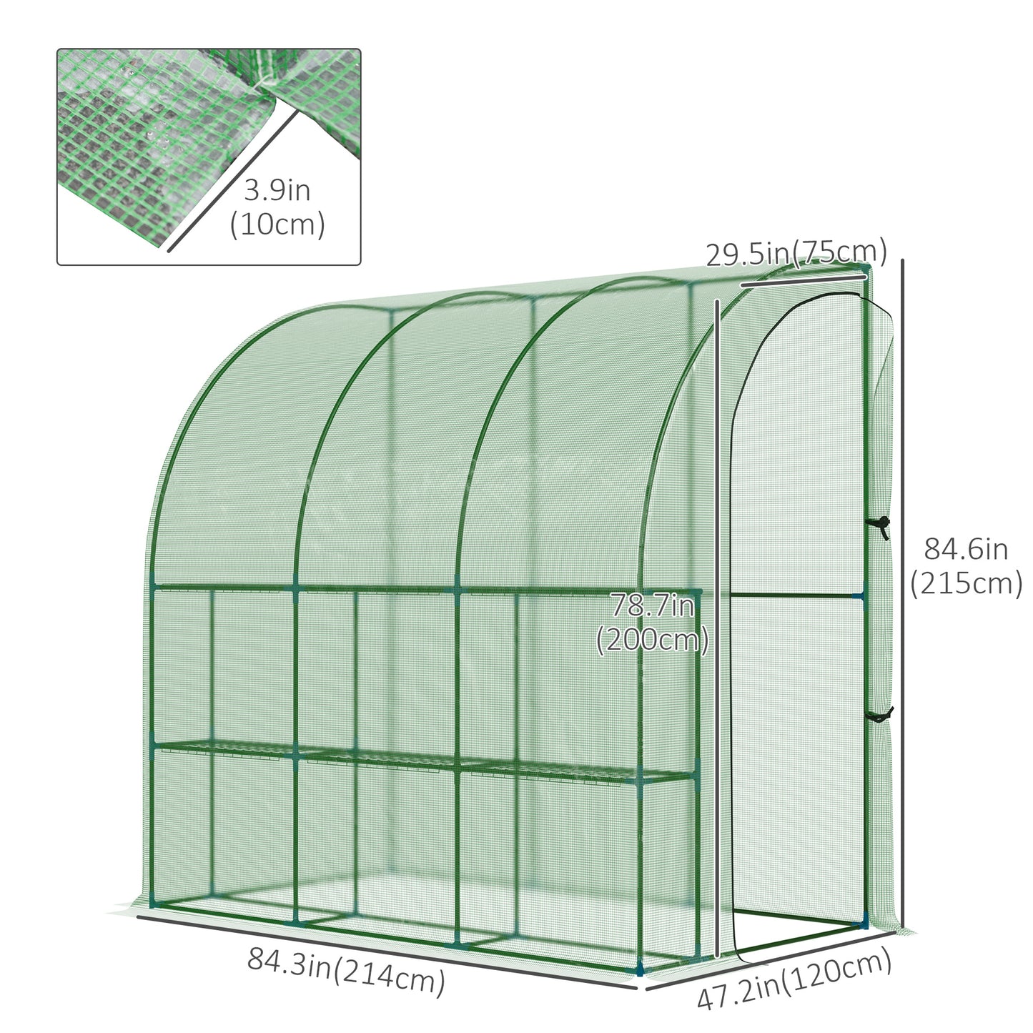 outsunny-outdoor-walk-in-lean-to-wall-tunnel-greenhouse-with-zippered-roll-up-door-pe-cover-green-214l-x-120w-x-215hcm