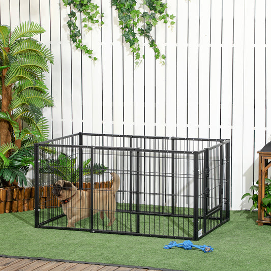 PawHut 82.5-150 cm x 61 cm Heavy Duty Pet Playpen, 6 Panel Exercise Pen for Dogs, Adjustable Length, Indoor Outdoor, Small Sized Dogs