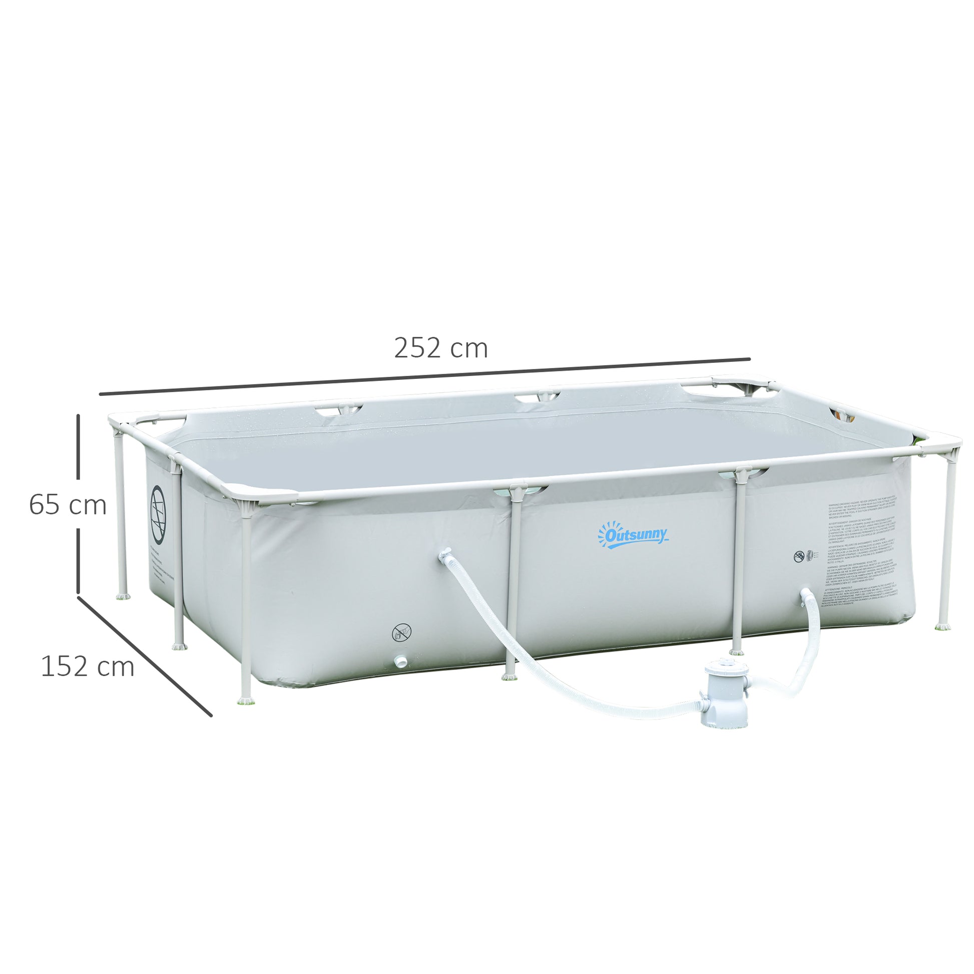 outsunny-steel-frame-pool-with-filter-pump-and-filter-cartridge-rust-resistant-above-ground-pool-with-reinforced-sidewalls-252-x-152-x-65cm-grey