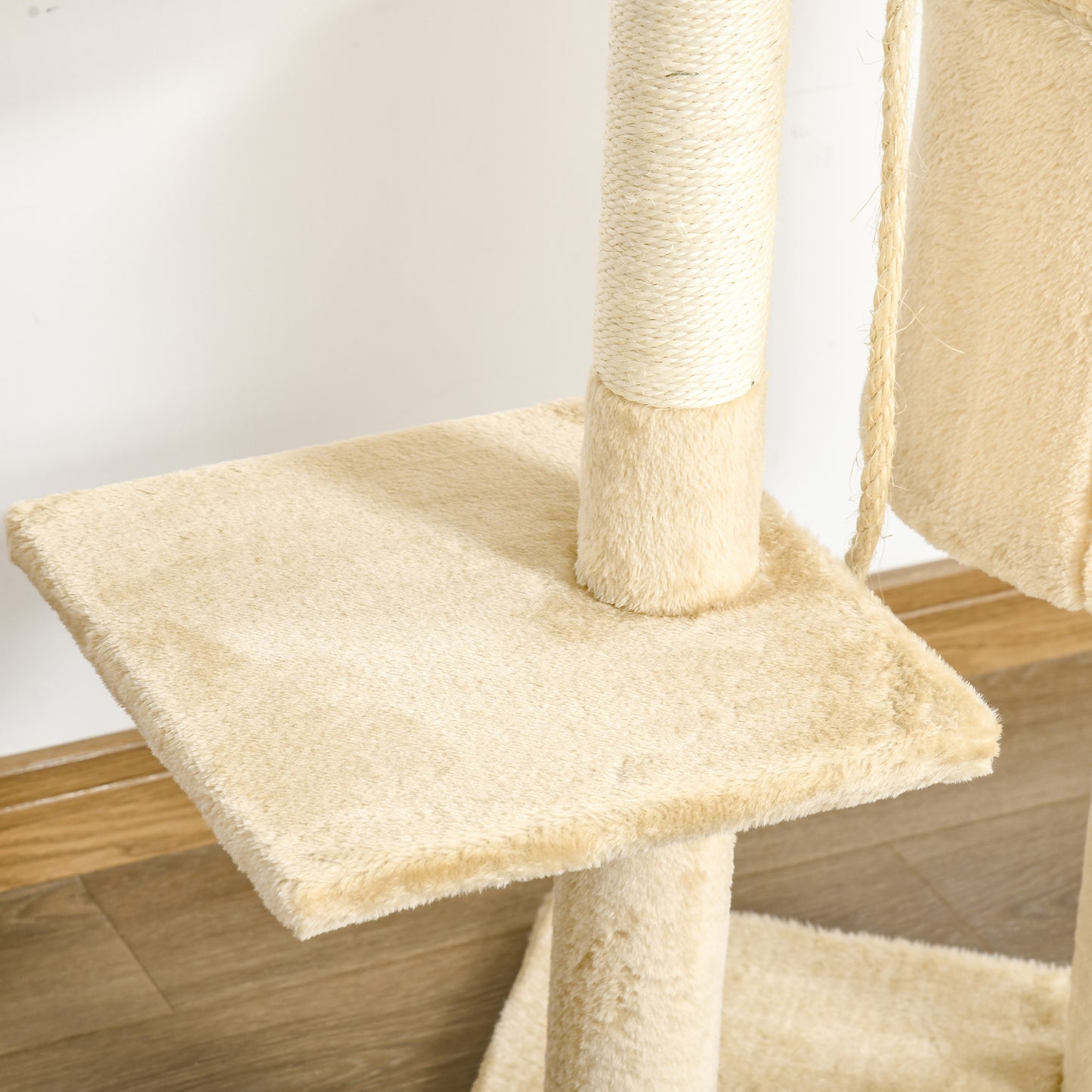 PawHut Cat Tree House, 114H cm-Beige