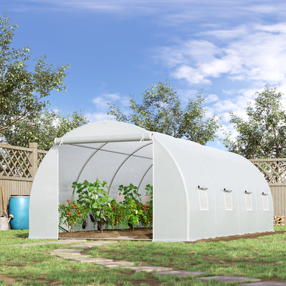 outsunny-6-x-3-x-2-m-large-walk-in-greenhouse-garden-polytunnel-greenhouse-with-metal-frame-zippered-door-and-roll-up-windows-white