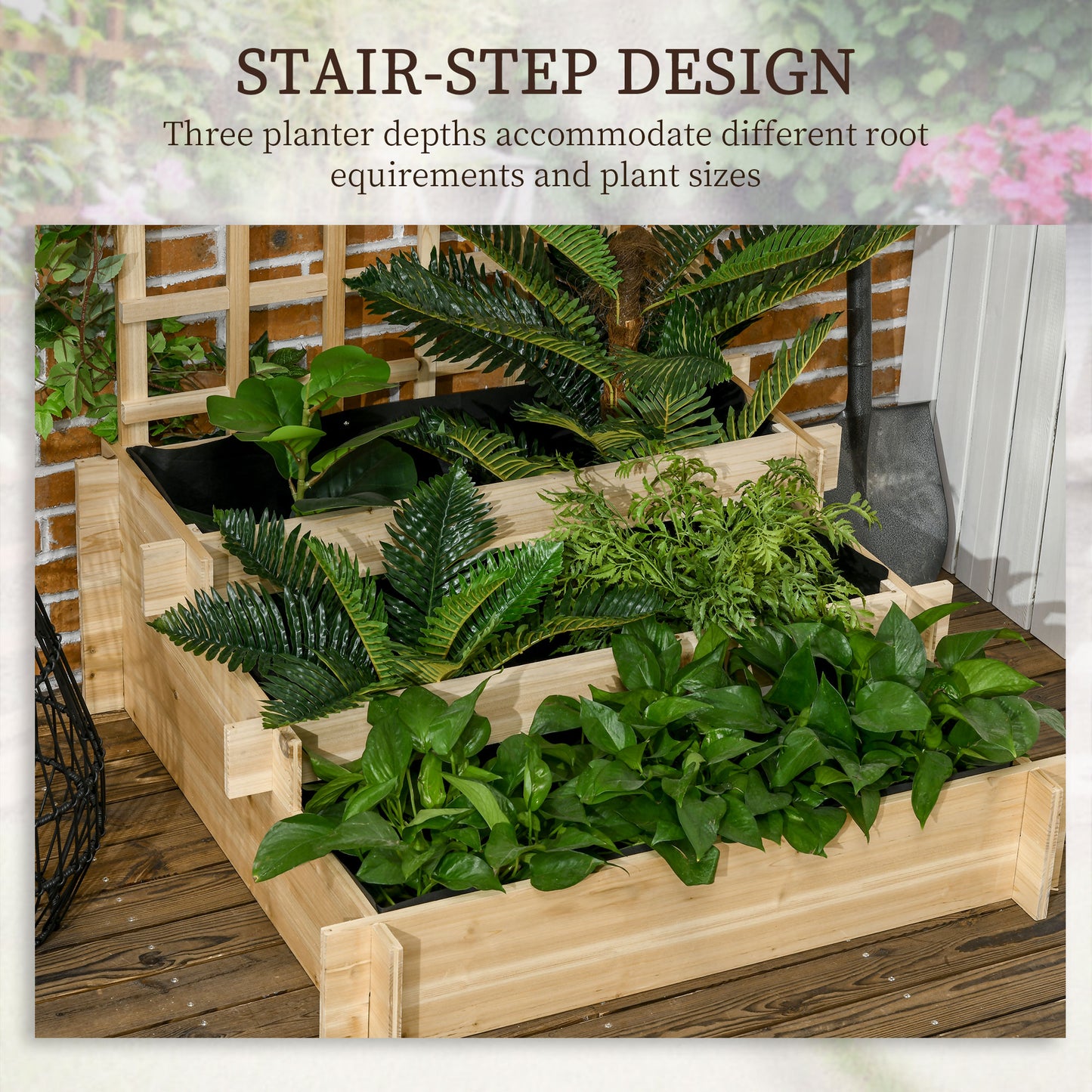 outsunny-3-tier-garden-planters-with-trellis-for-vine-climbing-wooden-raised-beds-95x95x110cm-natural-tone