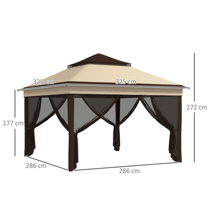 outsunny-3-x-3m-pop-up-gazebo-height-adjustable-instant-event-shelter-with-netting-and-carrying-bag-beige