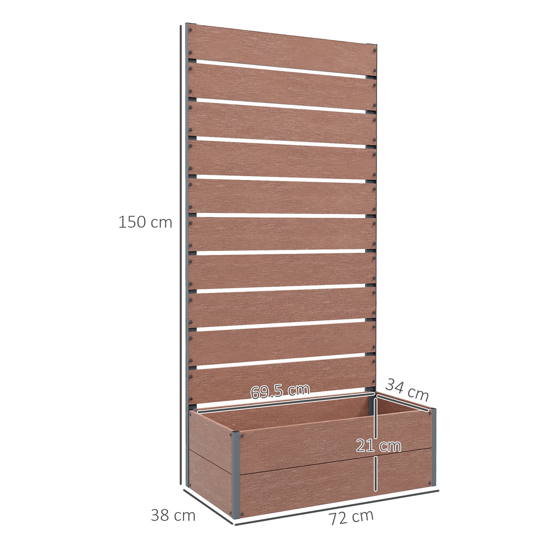 outsunny-garden-planter-with-trellis-for-climbing-plants-vines-flowers-freestanding-raised-bed-for-garden-outdoor-patio-planter-box-with-drainage-gap-72x38x150cm-light-brown