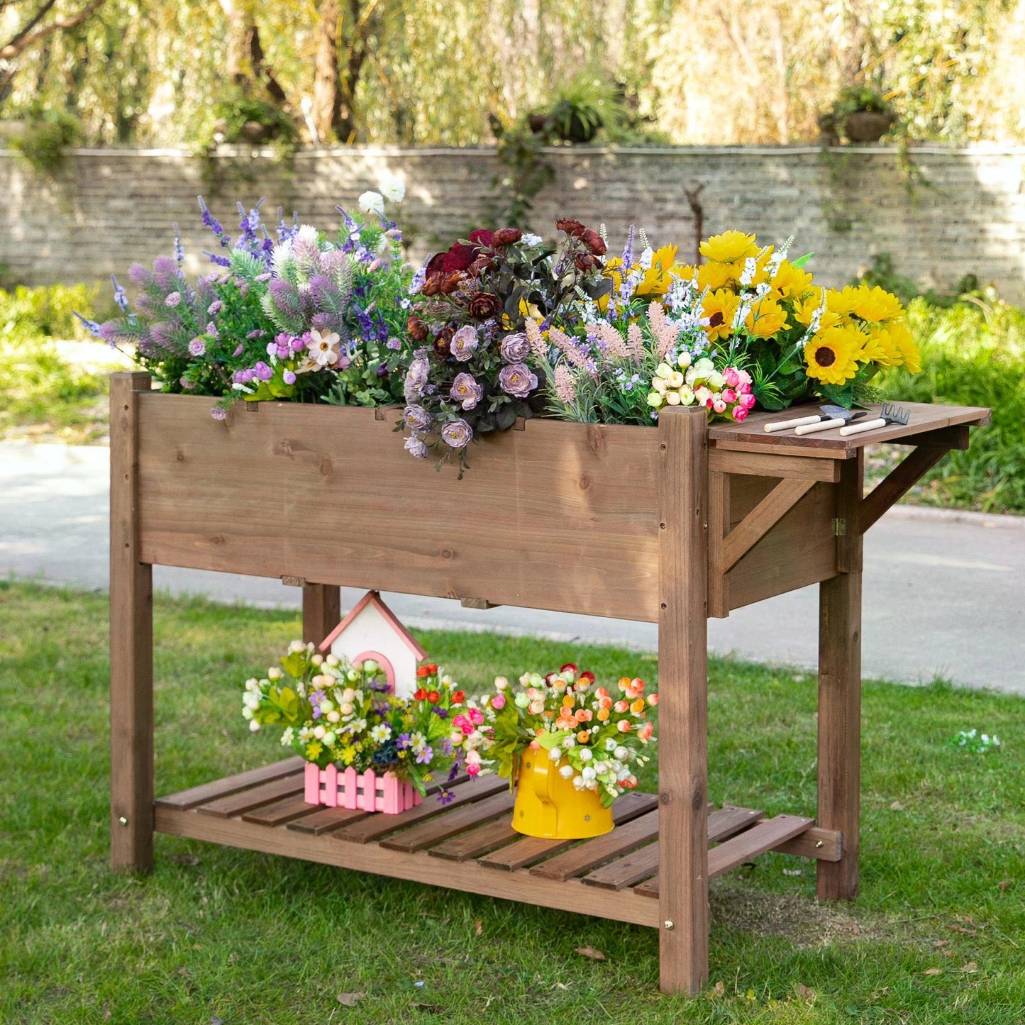 outsunny-wooden-plant-stand-wooden-planter-raised-garden-plant-stand-outdoor-tall-flower-bed-box-with-bottom-shelf-brown-123-x-54-x-74cm