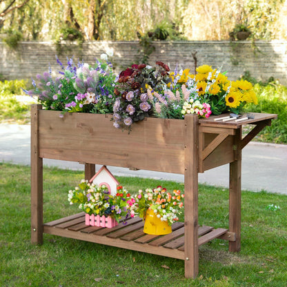 outsunny-wooden-plant-stand-wooden-planter-raised-garden-plant-stand-outdoor-tall-flower-bed-box-with-bottom-shelf-brown-123-x-54-x-74cm