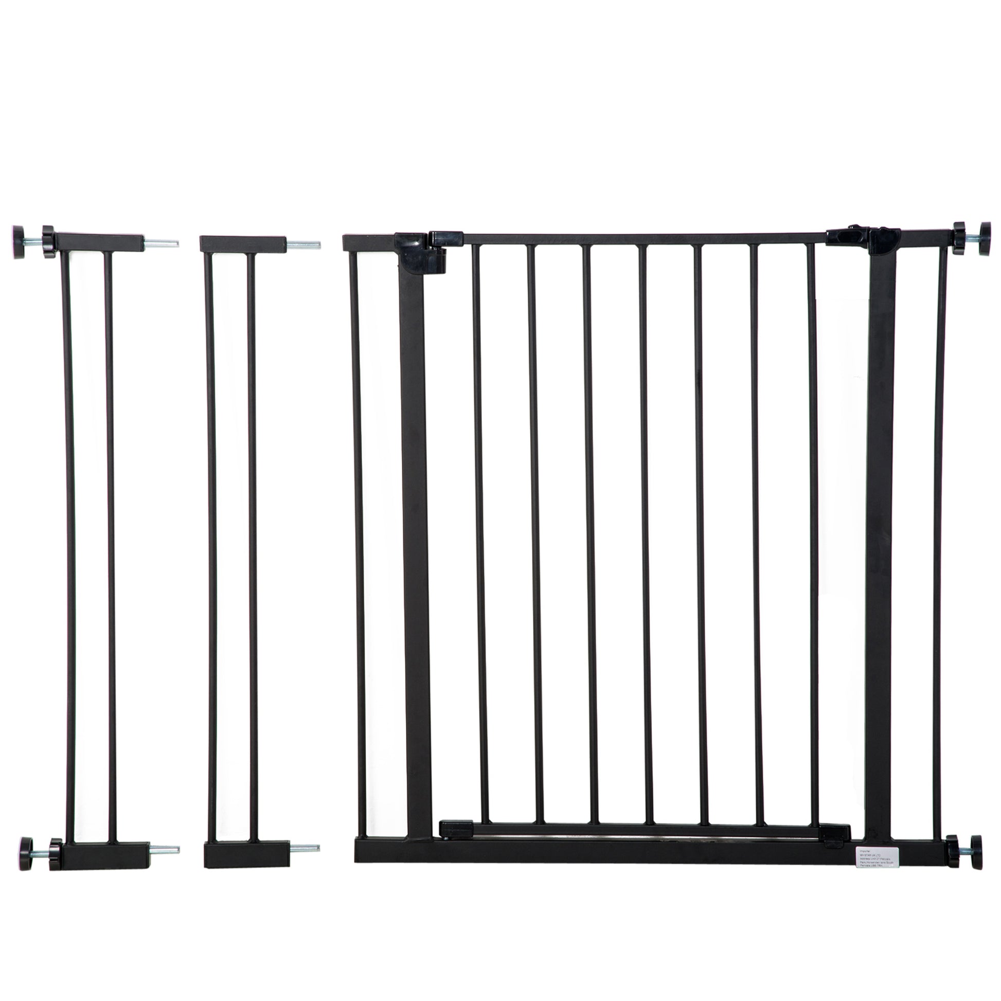 PawHut Dog Gate Pet Safety Gate Stair Barrier Auto Close Door Adjustable 76 - 107 cm, Black