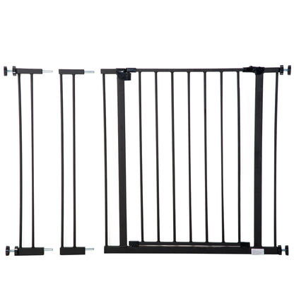 PawHut Dog Gate Pet Safety Gate Stair Barrier Auto Close Door Adjustable 76 - 107 cm, Black