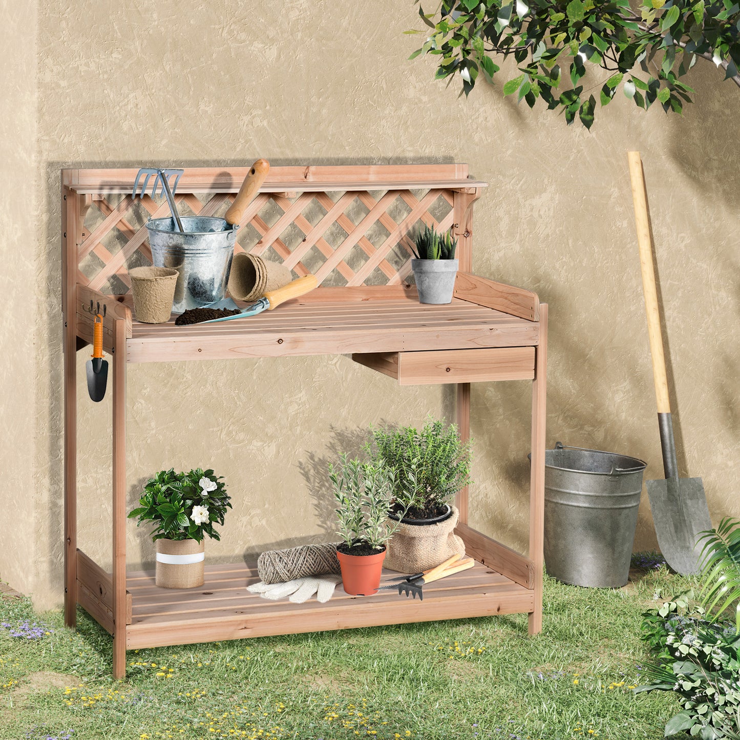 outsunny-wooden-garden-potting-table-with-drawer-flower-plant-work-bench-workstation-tool-storage-shelves-outdoor-grid