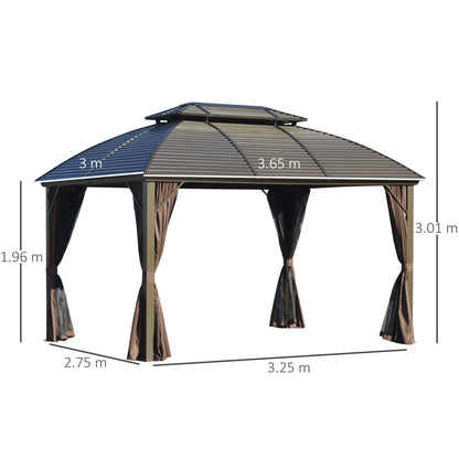 outsunny-3-65-x-3m-hardtop-steel-gazebo-canopy-for-patio-heavy-duty-outdoor-pavilion-with-aluminum-alloy-frame-double-roof-brown