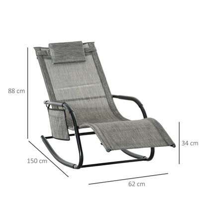 outsunny-2pcs-outdoor-garden-rocking-chair-patio-sun-lounger-rocker-chair-with-breathable-mesh-fabric-removable-headrest-pillow-armrest-side-storage-bag-dark-grey