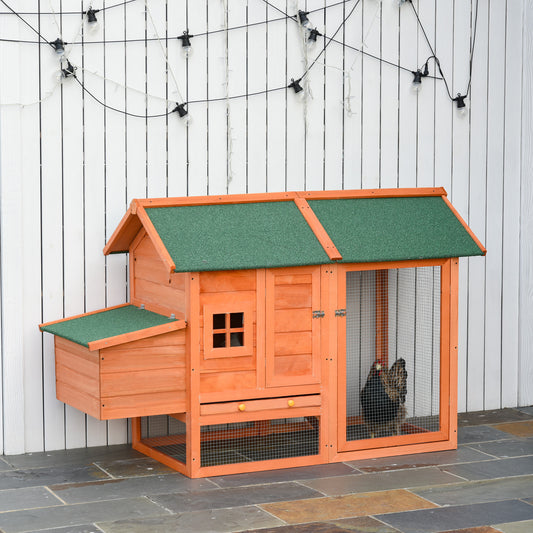 PawHut 170cm Deluxe Chicken Coop Small Animal Habitat Hen House W/ Resting Nesting Box Removable Tray Waterproof Roof Lockable Door Orange