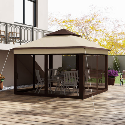 outsunny-3-x-3m-pop-up-gazebo-height-adjustable-instant-event-shelter-with-netting-and-carrying-bag-beige