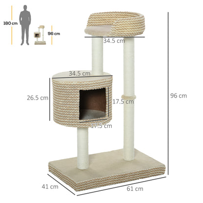 PawHut Multi-Level Cat Tree Tower Activity Center Climbing Frame Kitten House Furniture with Jute Scratching Posts Condo Perch Plush Fabric