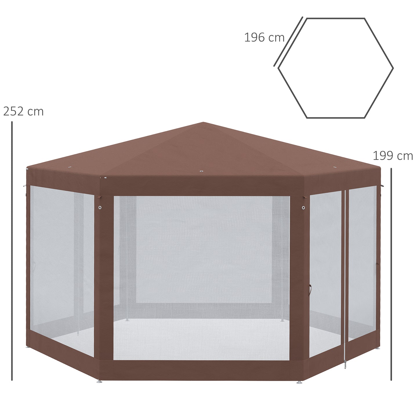 outsunny-hexagonal-garden-gazebo-patio-party-outdoor-canopy-tent-sun-shelter-with-mosquito-netting-and-zipped-door-brown