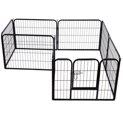 PawHut Heavy Duty Dog Pet Puppy Metal Playpen Play Pen Rabbit Pig Hutch Run Enclosure Foldable Black 80 x 60 cm (Small)