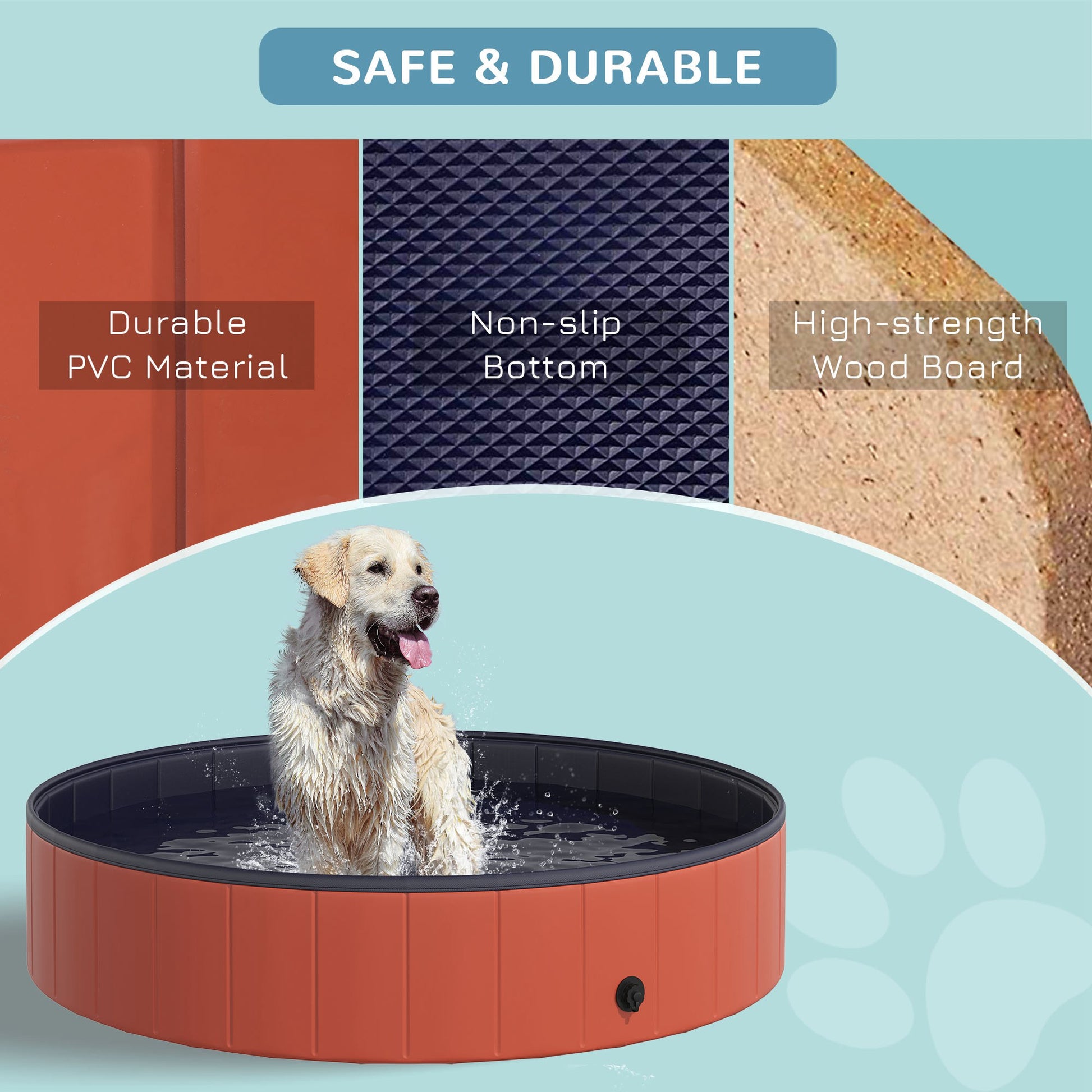 Pawhut ?140 x 30H cm Pet Swimming Pool-Red