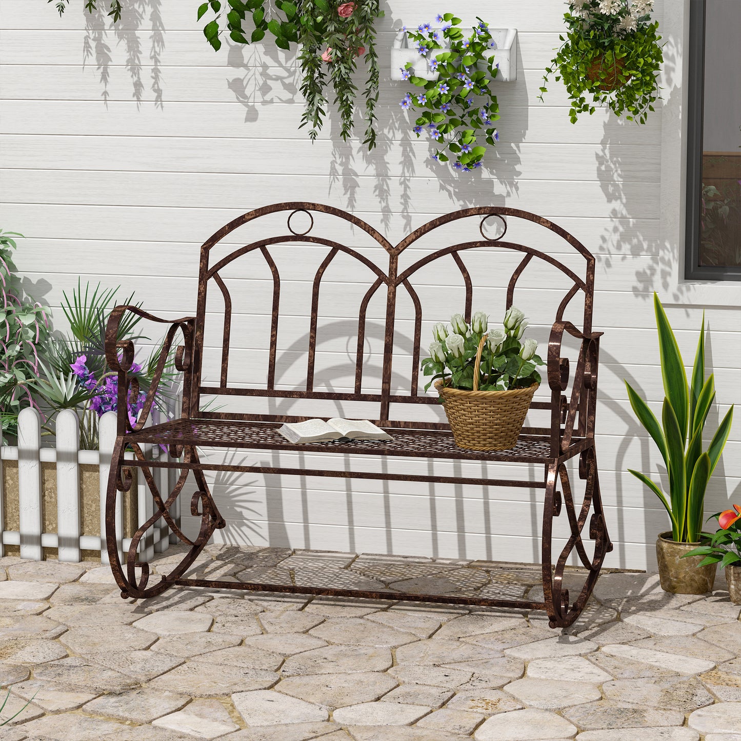 outsunny-2-seater-metal-garden-park-bench-outdoor-rocking-chair-swing-bench-loving-seat-bronze