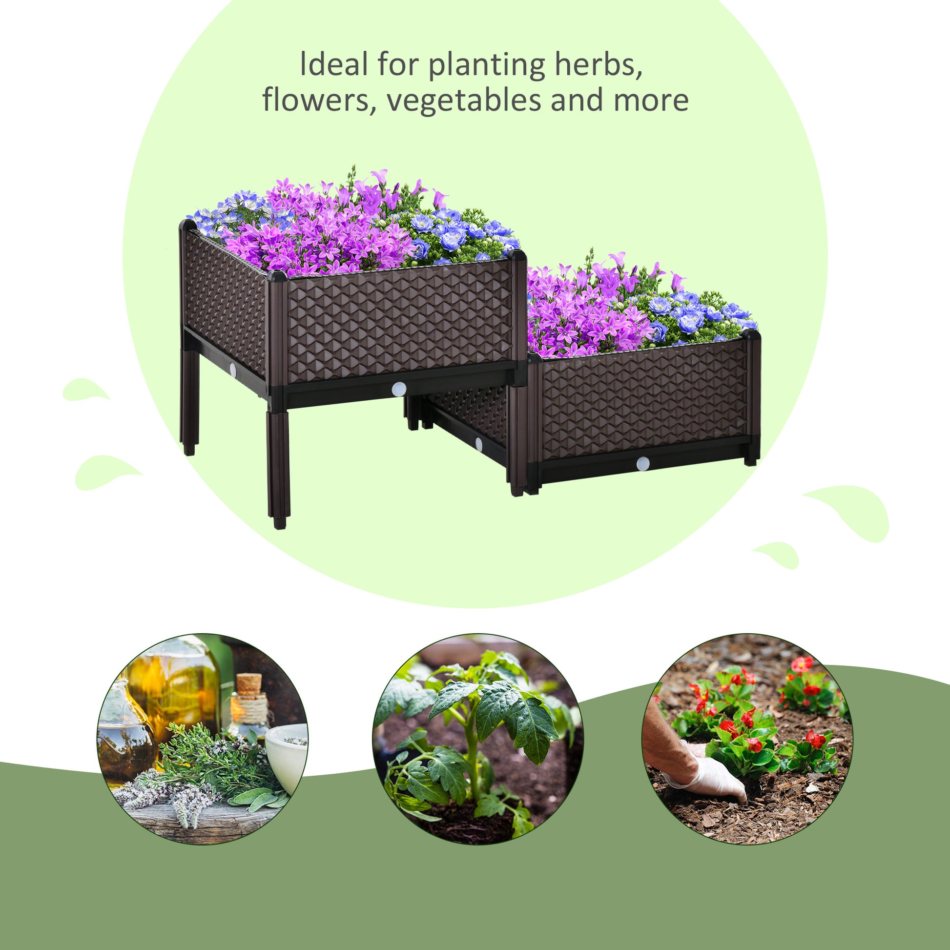 outsunny-50cm-x-50cm-x-46-5cm-set-of-2-plastic-raised-garden-bed-planter-box-flower-vegetables-planting-container-with-self-watering-design