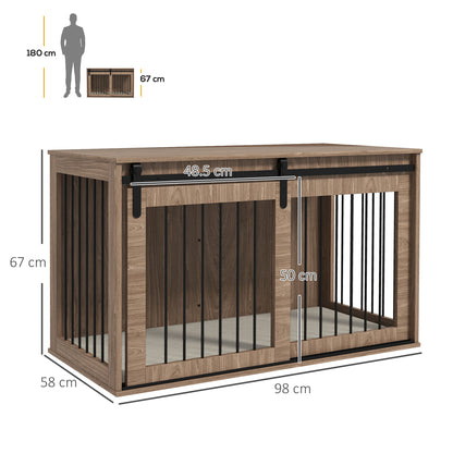 PawHut Dog Crate Furniture with Removable Cushion for Large-Sized Dogs, 100 x 60 x 63 cm, Brown