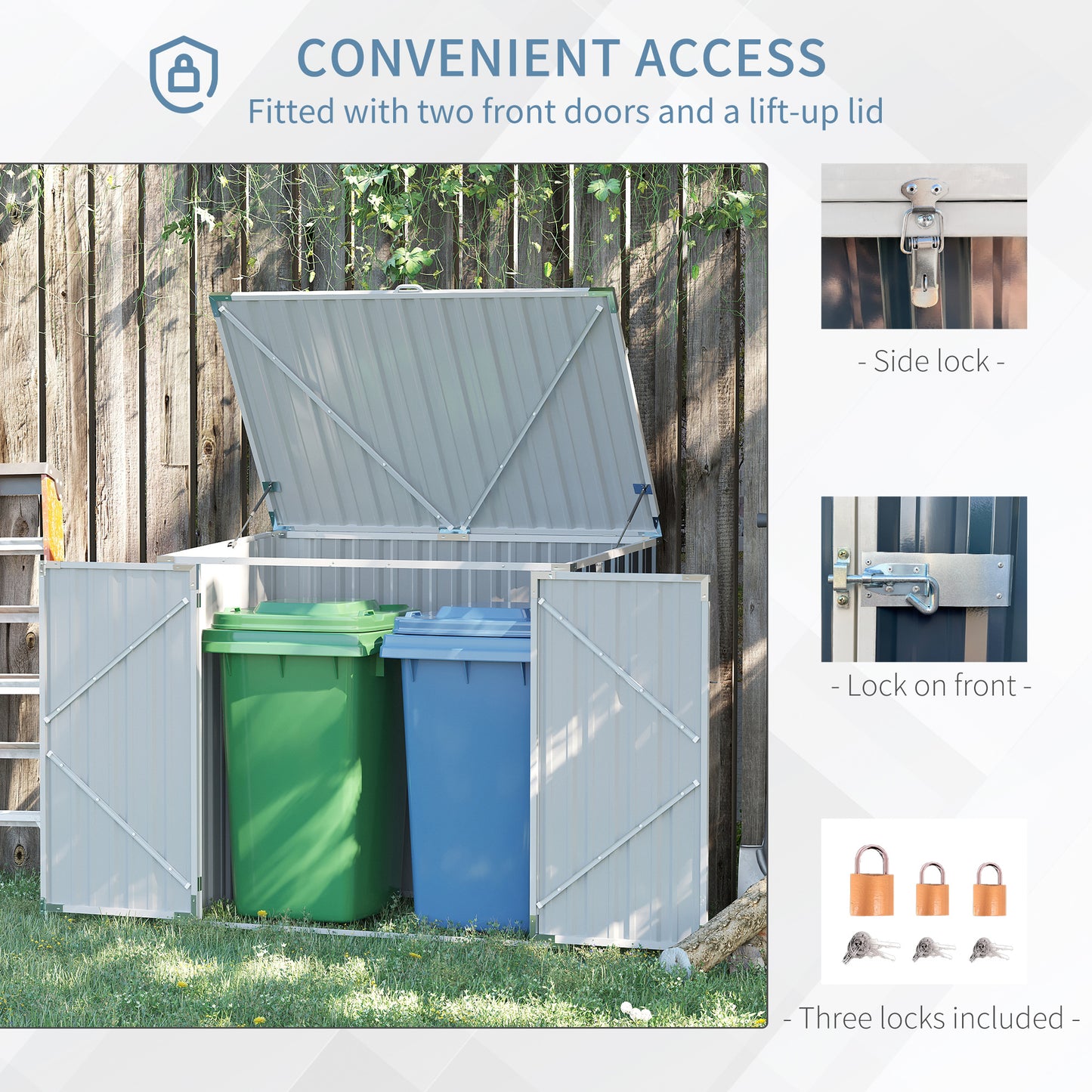 outsunny-5ft-x-3ft-garden-2-bin-steel-storage-shed-double-rubbish-storage-shed-hide-dustbin-w-locking-doors-and-openable-lid