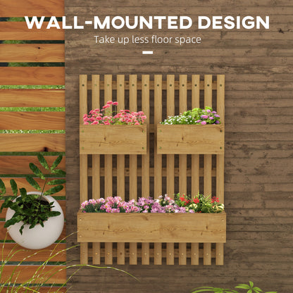 outsunny-wall-mounted-wooden-garden-planters-with-trellis-drainage-holes-and-3-planter-boxes-for-patio-carbonised