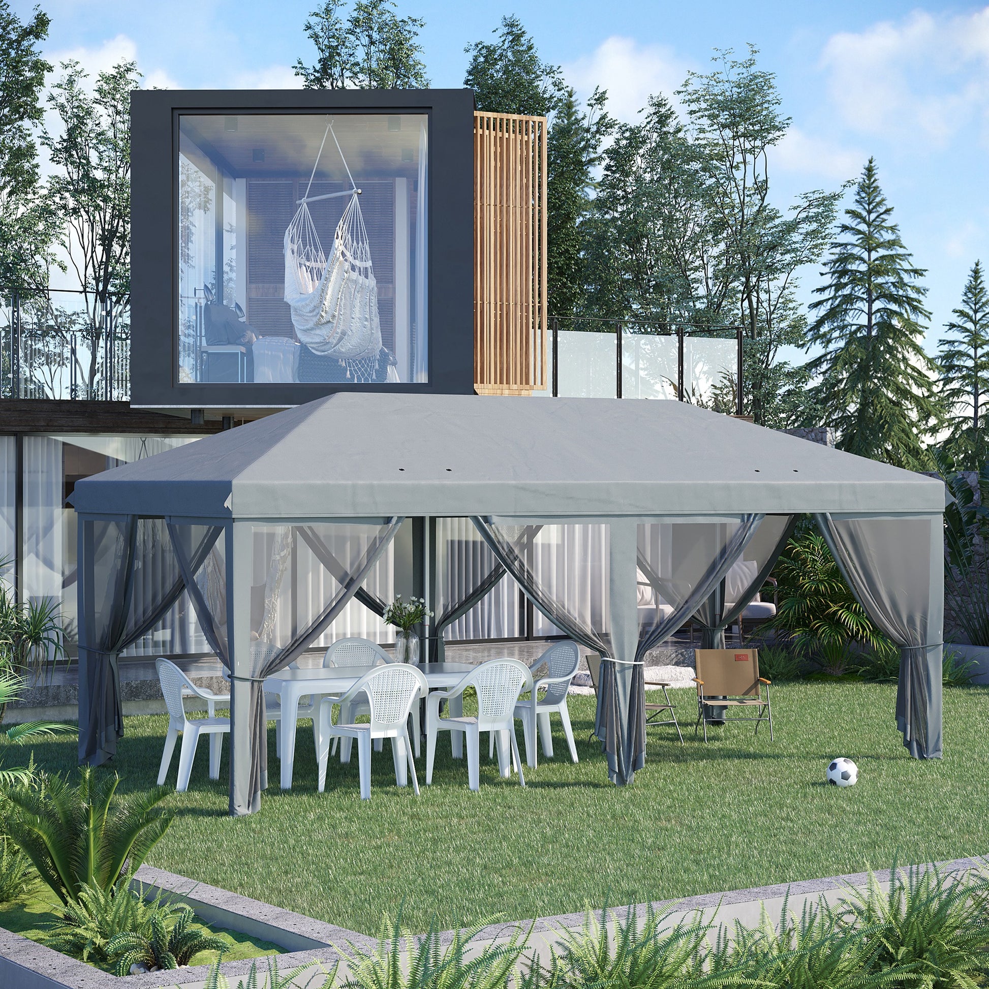 outsunny-6-x-3m-pop-up-canopy-outdoor-canopy-shelter-marquee-party-wedding-tent-with-6-mesh-walls-and-carry-bag-grey