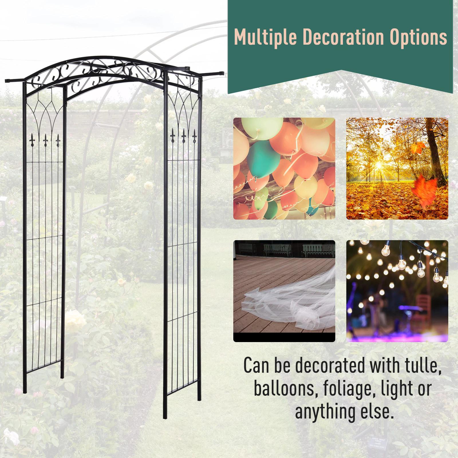 outsunny-garden-decorative-metal-arch-with-gate-outdoor-patio-trellis-arbor-for-climbing-plant-archway-antique-black-108l-x-45w-x-215hcm