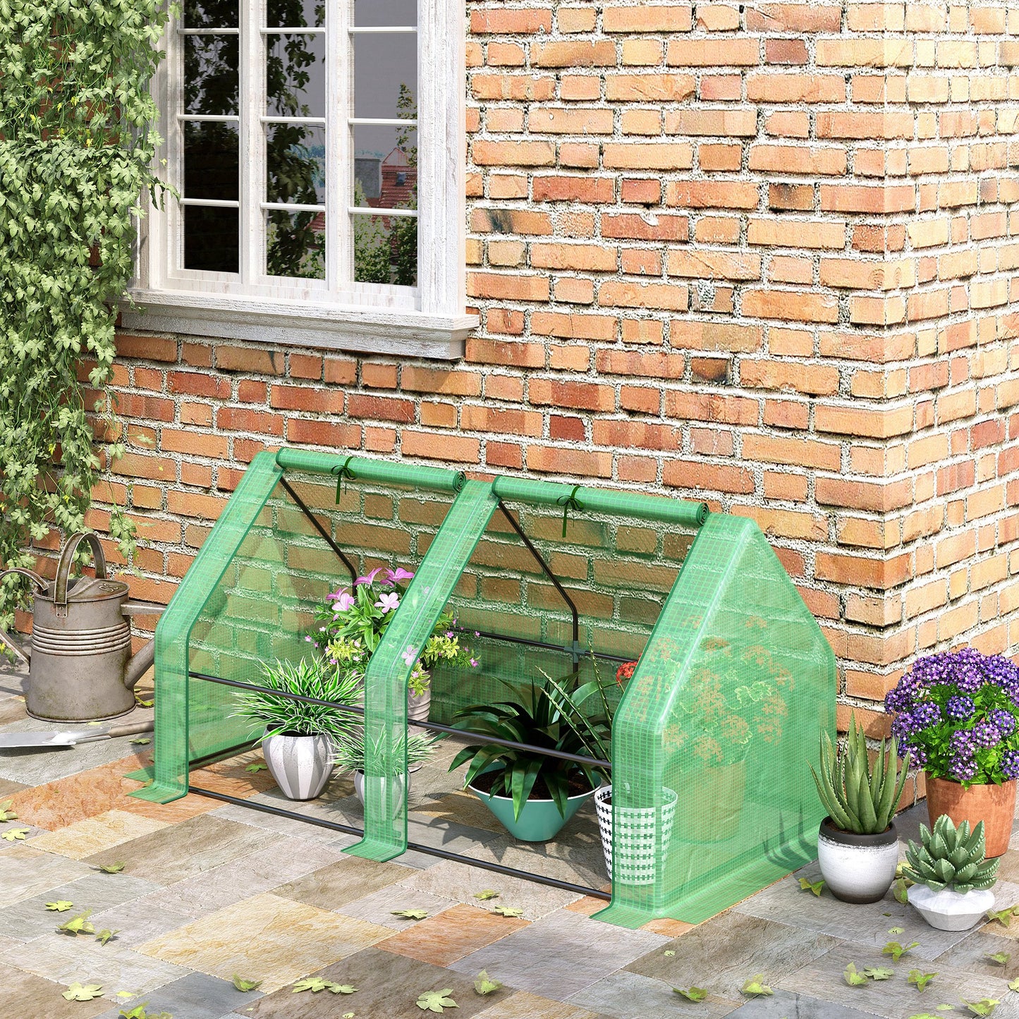 outsunny-mini-small-greenhouse-with-steel-frame-pe-cover-zippered-window-poly-tunnel-steeple-for-plants-vegetables-180-x-90-x-90-cm