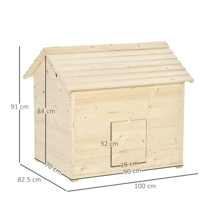 PawHut Wooden Duck House Poultry Coop for 2-4 Ducks with Openable Roof Raised Feet Air holes Natural