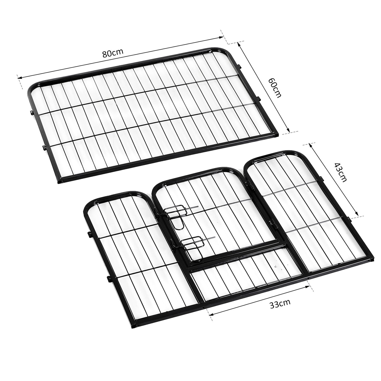 PawHut Heavy Duty Dog Pet Puppy Metal Playpen Play Pen Rabbit Pig Hutch Run Enclosure Foldable Black 80 x 60 cm (Small)