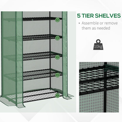 outsunny-5-tier-widened-mini-greenhouse-w-reinforced-pe-cover-portable-green-house-w-roll-up-door-wire-shelves-193h-x-90w-x-49dcm-green