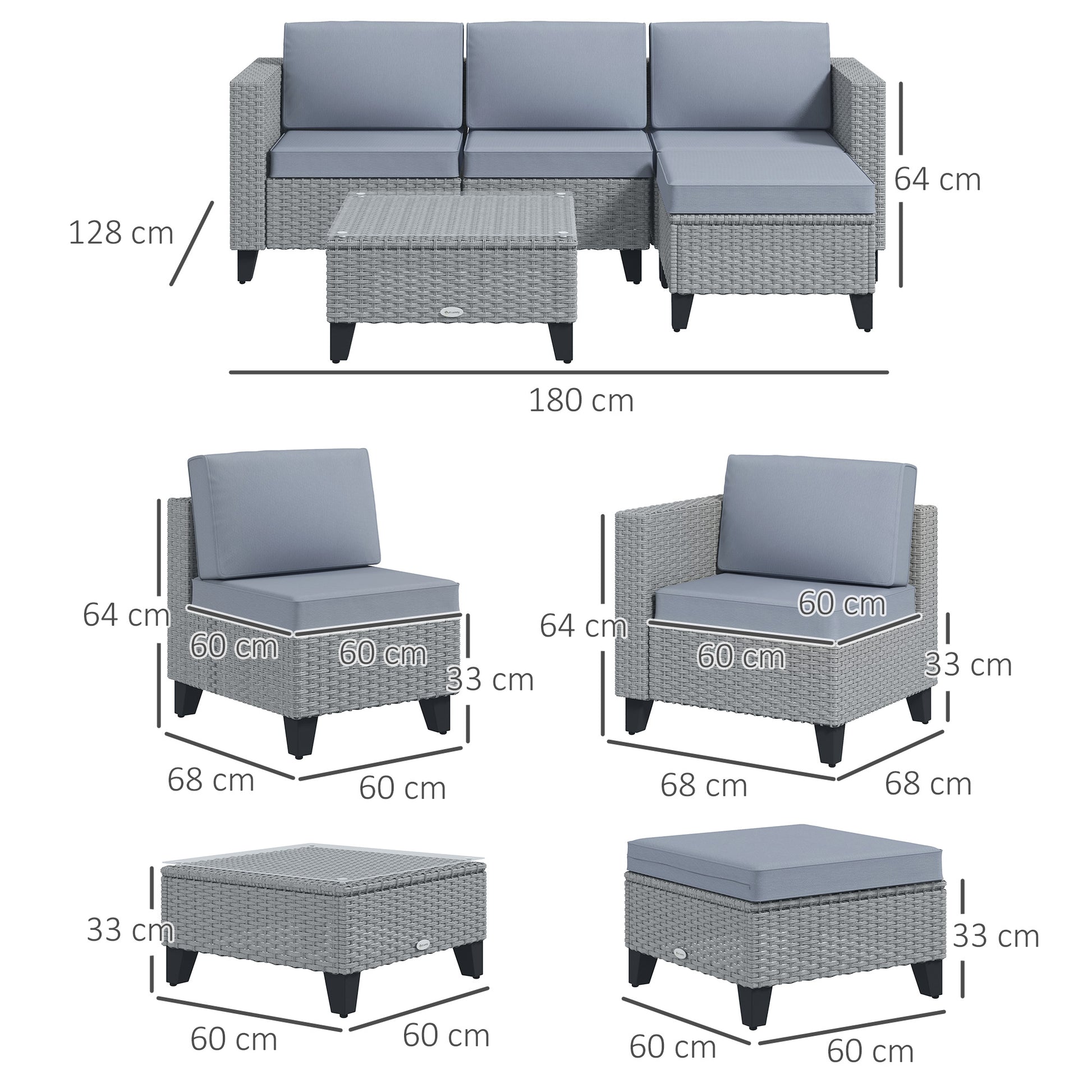 outsunny-5-piece-rattan-patio-furniture-set-with-corner-sofa-footstools-coffee-table-for-poolside-grey