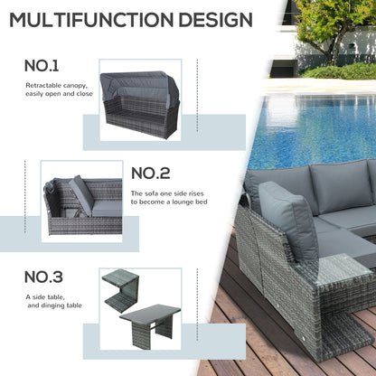 outsunny-5-seater-outdoor-rattan-garden-sofa-sets-reclining-sofa-adjustable-canopy-side-dining-table-set-mixed-grey