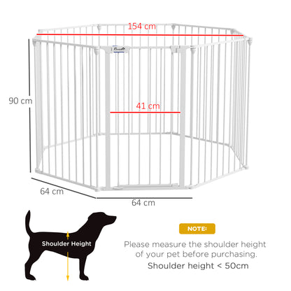 PawHut 2-In-1 Multifunctional Dog Pen and Safety Pet Gate, 8 Panel Dog Playpen w/ Double-locking Door, Foldable Dog Barrier for Medium Dogs