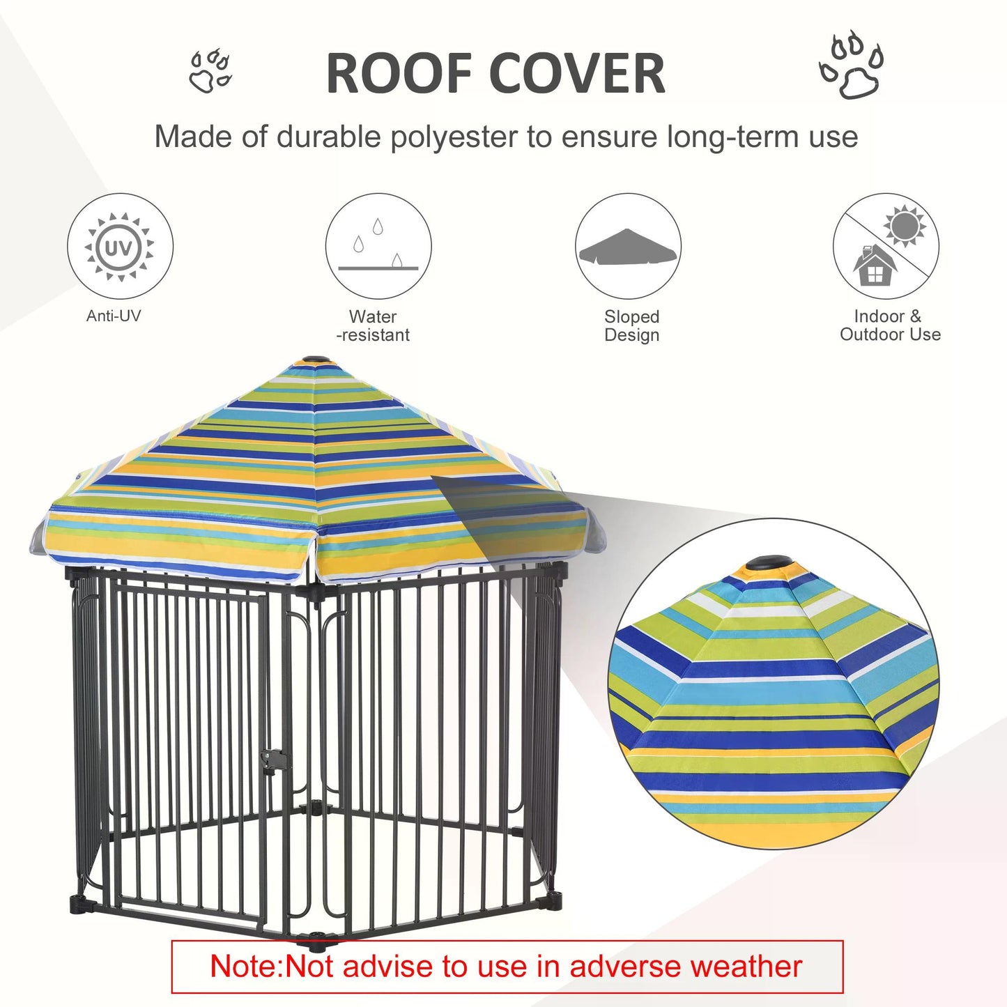 PawHut Heavy-Duty Outdoor Pet Cage Kennel with Weather-Resistant Polyester Roof, Locking Door, & Metal Frame 122cmx105cmx119cm