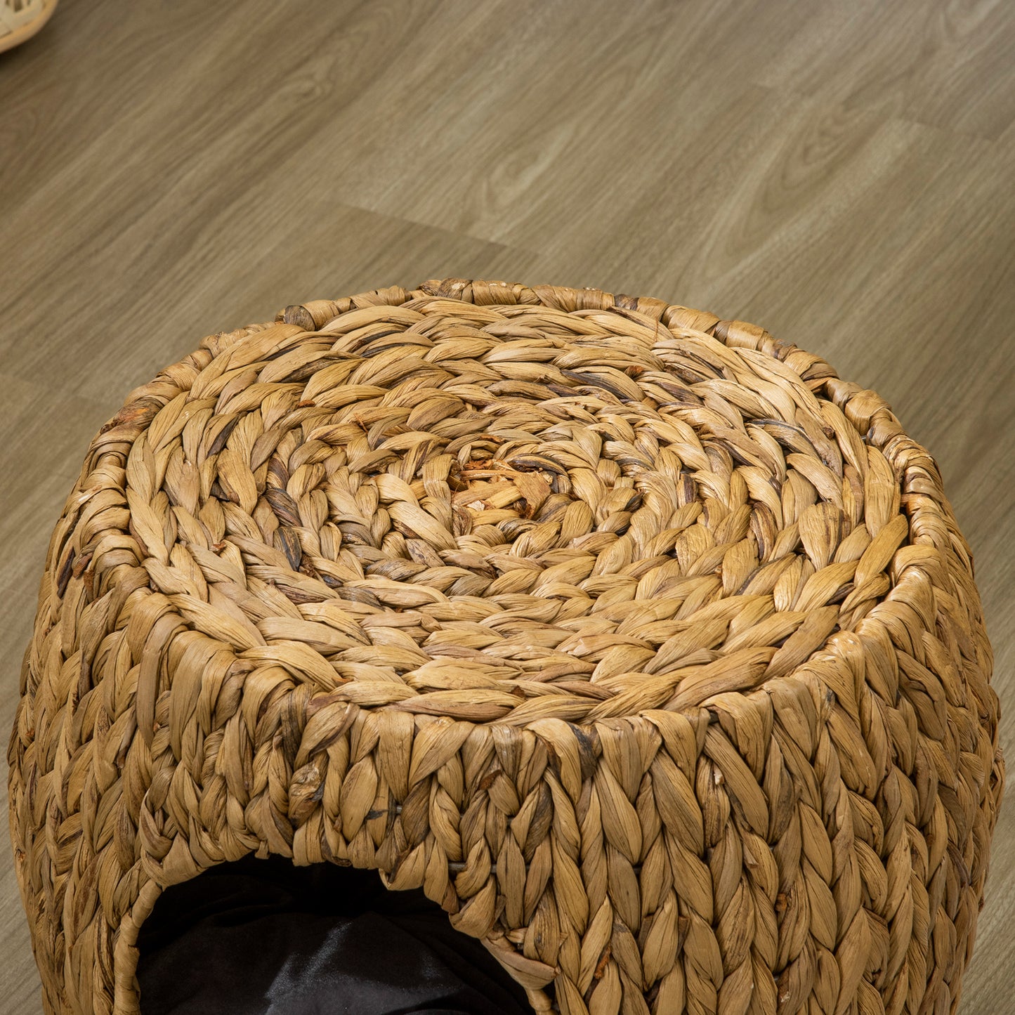 PawHut Wicker Cat Cave/House Stool with Soft Washable Cushion,Rattan Kitten Bed for Outdoor & Indoor Use? 44 x 43 x 41cm