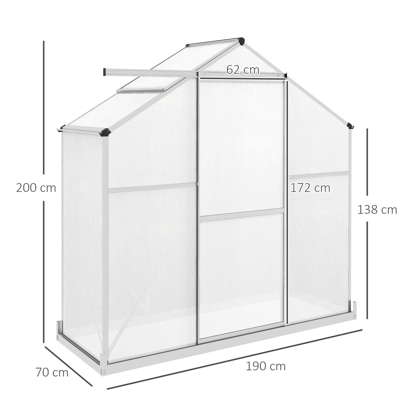 outsunny-6-x-2-5ft-polycarbonate-greenhouse-walk-in-green-house-with-rain-gutter-sliding-door-window-foundation-silver