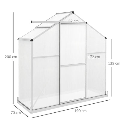 outsunny-6-x-2-5ft-polycarbonate-greenhouse-walk-in-green-house-with-rain-gutter-sliding-door-window-foundation-silver