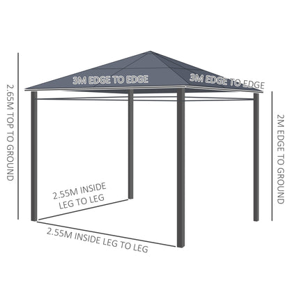 outsunny-3-x-3m-hardtop-gazebo-with-uv-resistant-polycarbonate-roof-steel-aluminum-frame-garden-pavilion-with-curtains-grey