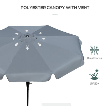 outsunny-2-66m-patio-umbrella-garden-parasol-outdoor-sun-shade-table-umbrella-with-ruffles-8-sturdy-ribs-charcoal-grey