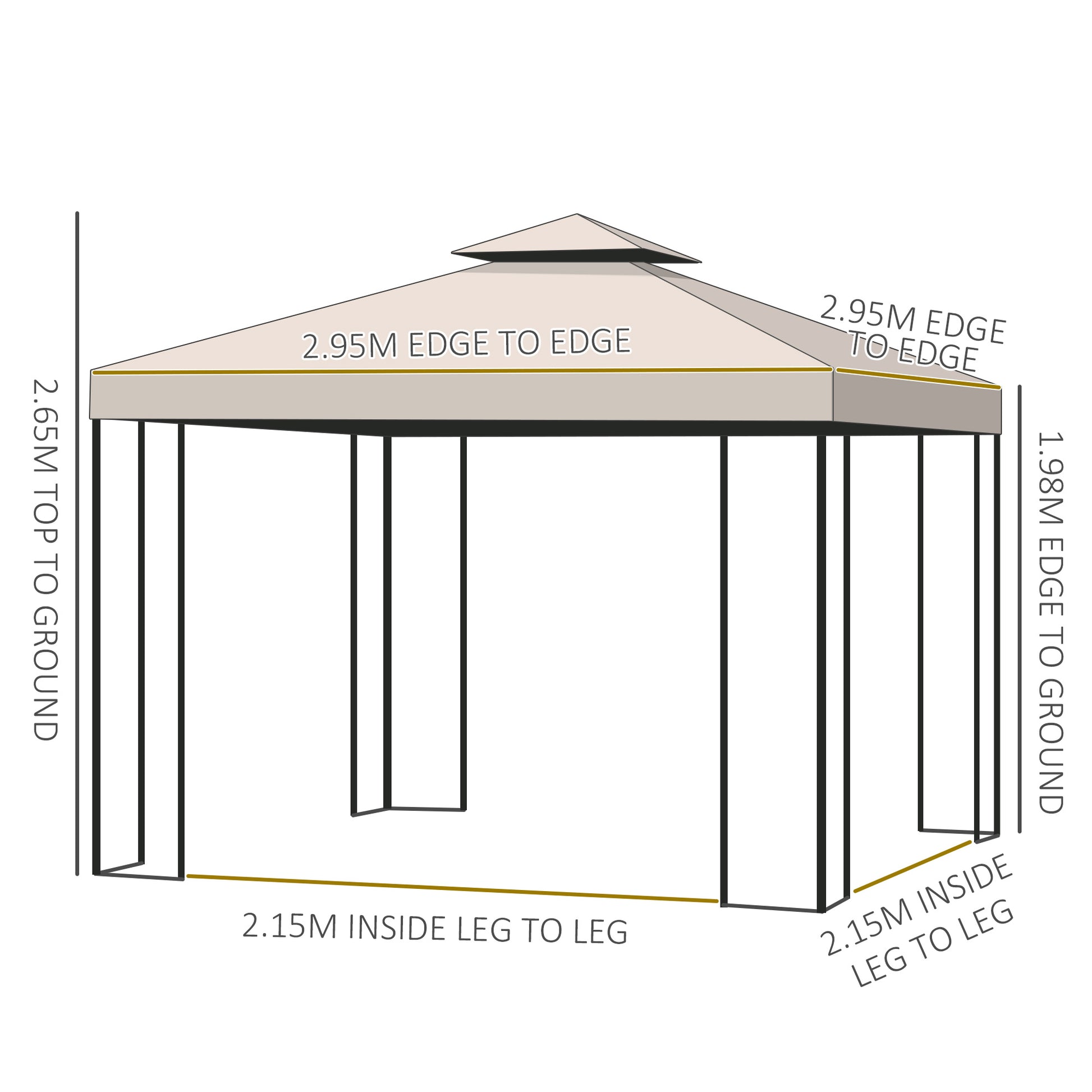 outsunny-3-x-3-m-garden-metal-gazebo-marquee-patio-wedding-party-tent-canopy-shelter-with-pavilion-sidewalls-beige