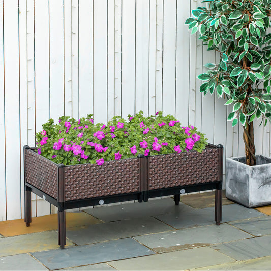 outsunny-50cm-x-50cm-x-46-5cm-set-of-2-garden-raised-bed-elevated-planter-box-flower-vegetables-planting-container-with-self-watering-design