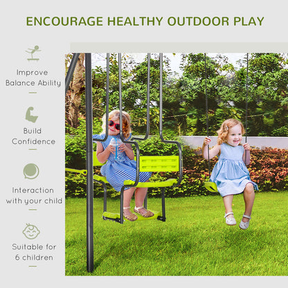 outsunny-metal-garden-swing-set-with-double-swings-glider-swing-seats-green