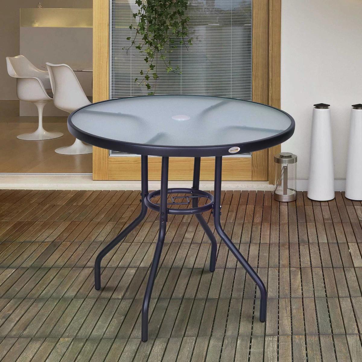 outsunny-outdoor-round-dining-table-tempered-glass-top-steel-garden-table-w-parasol-hole-80cm